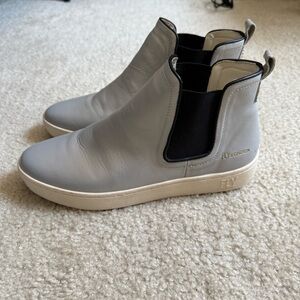 Fly London Light Gray and Black High-Top Sneakers